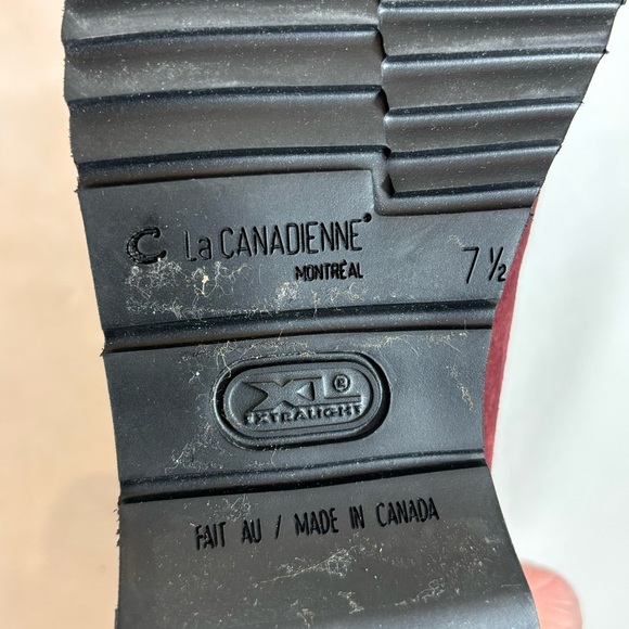 LA CANADIENNE Sz 7.5 Oxfords Brogues Lace Up Shoes Burgundy Suede Academia - Picture 9 of 9